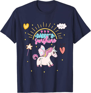 Unicorn with Wings Daddy's Sunshine Daddy's Favorite T-Shirt - T-Shirt | Navy
