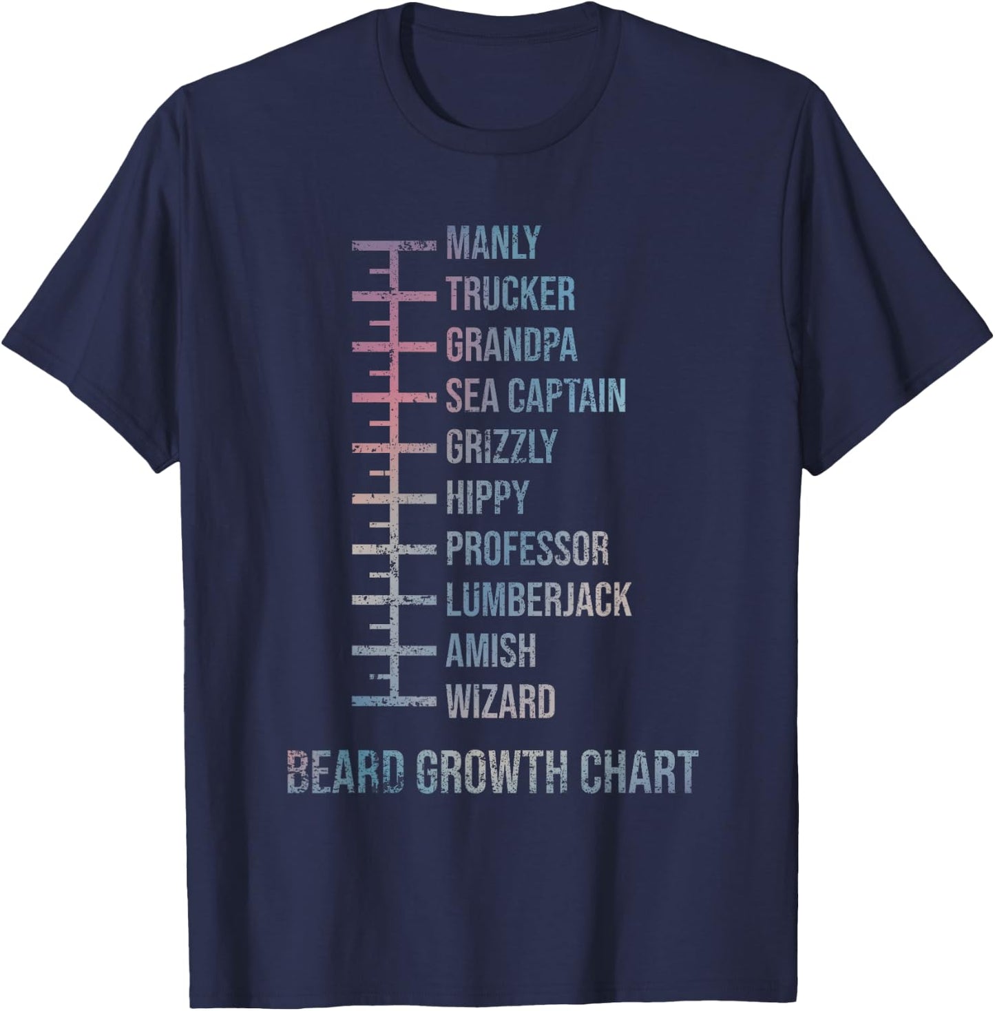 Beard Measurement Chart T-Shirt - T-Shirt | Navy