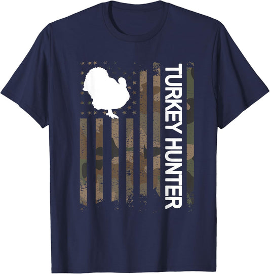 Turkey Hunter American Flag Turkey Hunting Lover Men T-Shirt - T-Shirt | Navy