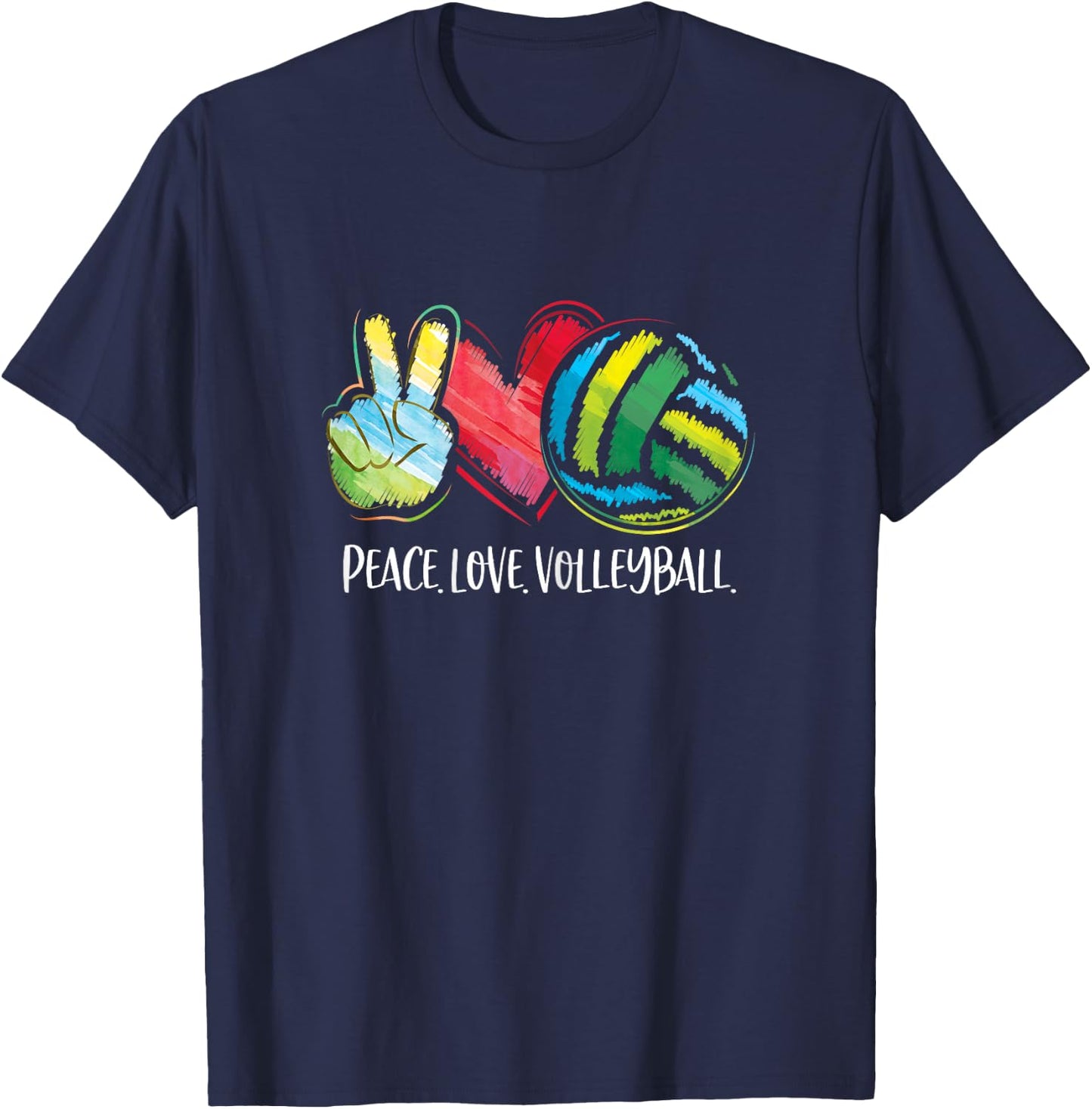 Volleyball Player Women Peace Love Volleyball T-Shirt - T-Shirt | Navy