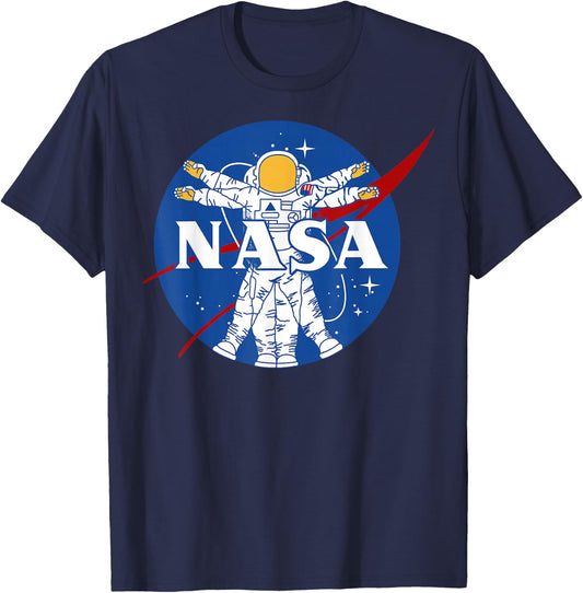 NASA Astronaut Vitruvian Man Style Logo T-Shirt - T-Shirt | Navy