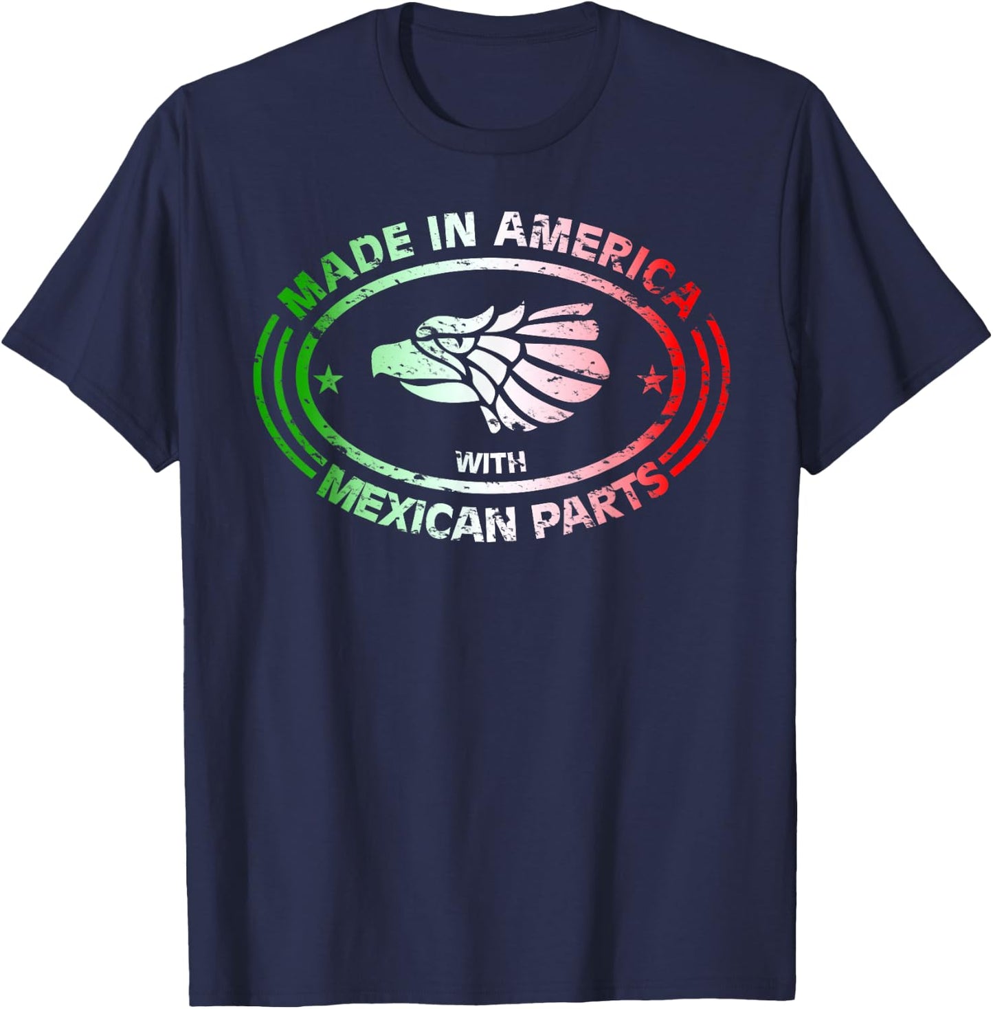 Made in America with Mexican Parts, American Pride Shirt T-Shirt - T-Shirt | Navy