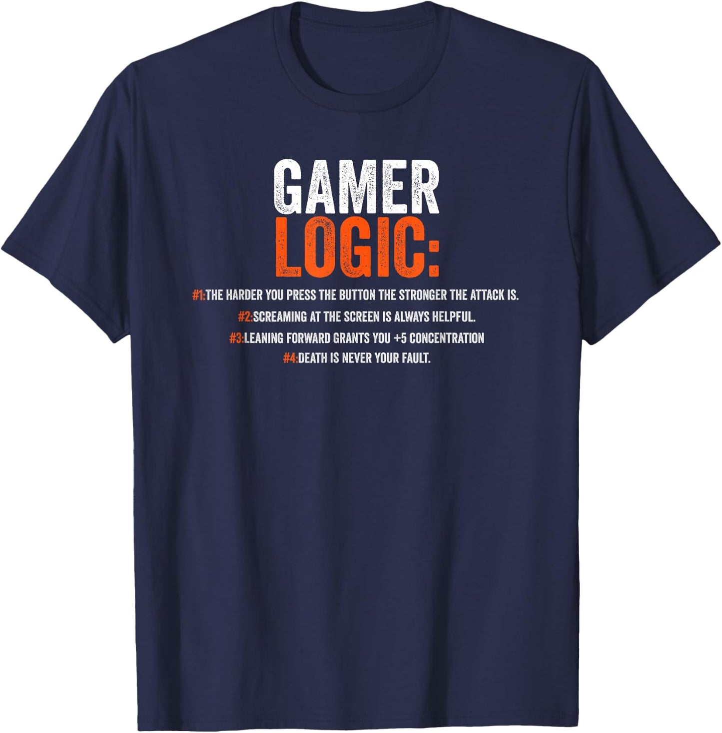Funny Gamer Logic Saying Motif for Video Players T-Shirt - T-Shirt | Navy
