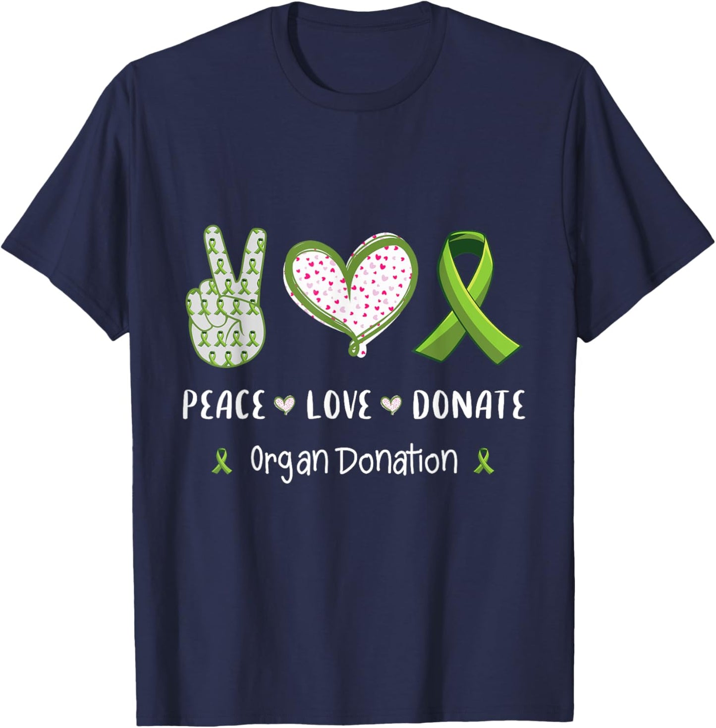 Peace Love cure Organ donation awareness men women kids T-Shirt - T-Shirt | Navy
