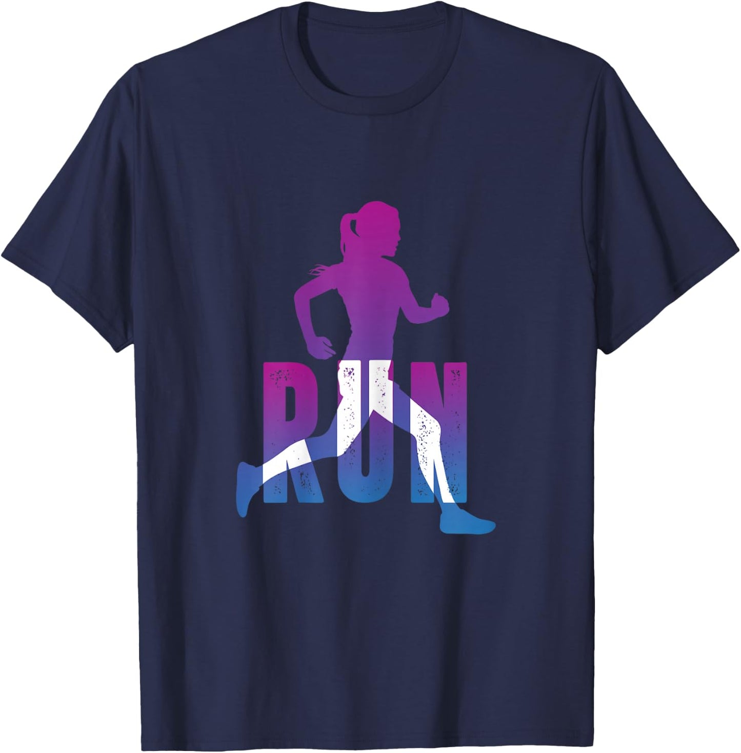 Run Running Girl Cross Country Inspirational T-Shirt - T-Shirt | Navy