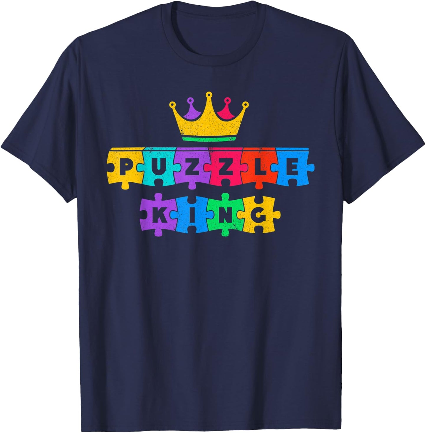 Puzzle King Funny Puzzle Lover Puzzling Enthusiast T-Shirt - T-Shirt | Navy