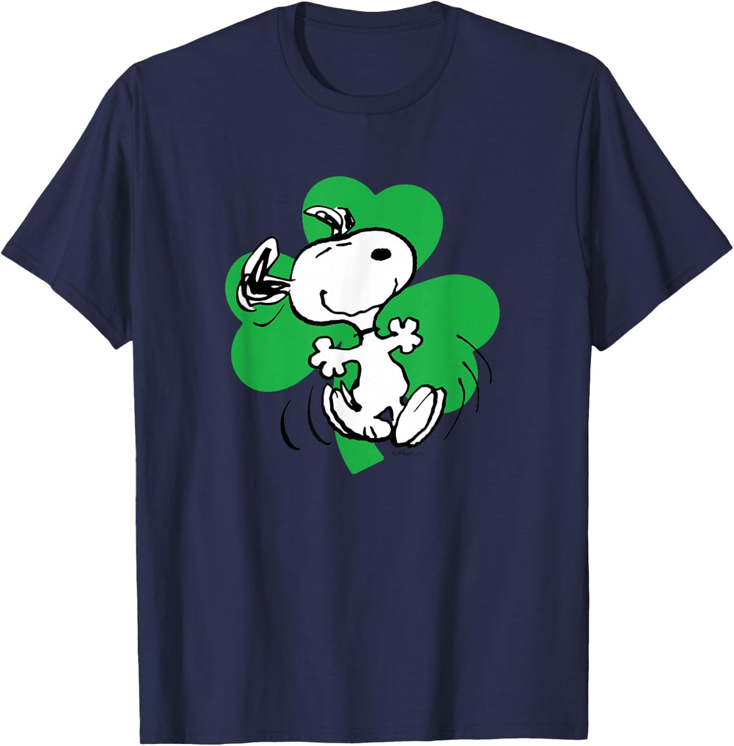 Peanuts - St.Patricks - Dancing Snoopy Shamrock T-Shirt - T-Shirt | Navy