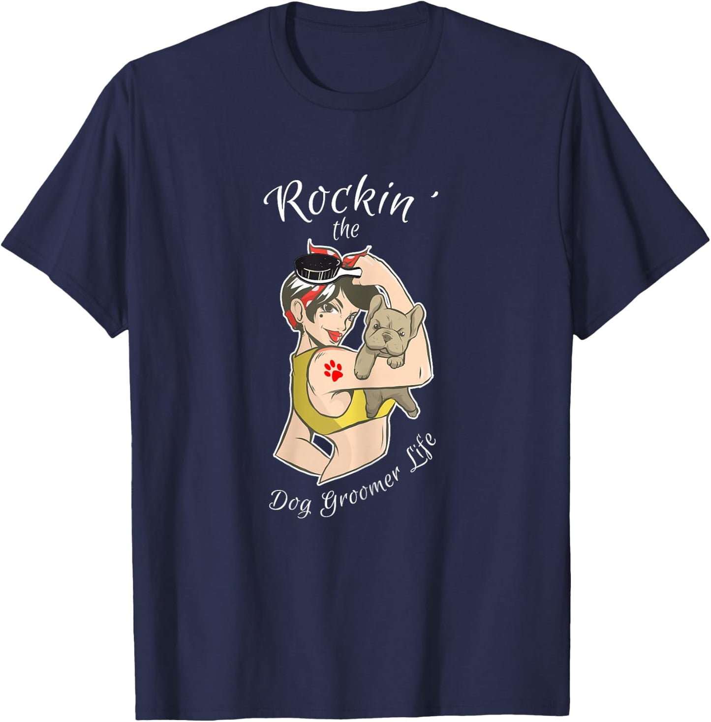 Dog Groomer Shirt Funny Cool Dog Groomer Gift Dog Grooming T-Shirt - T-Shirt | Navy