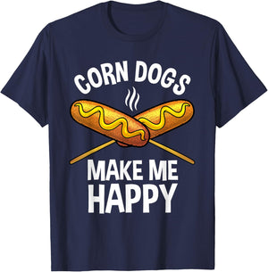 Funny Corn Dog Women Kids Corn Dog Hot Dog Lovers T-Shirt - T-Shirt | Navy
