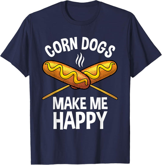 Funny Corn Dog Women Kids Corn Dog Hot Dog Lovers T-Shirt - T-Shirt | Navy