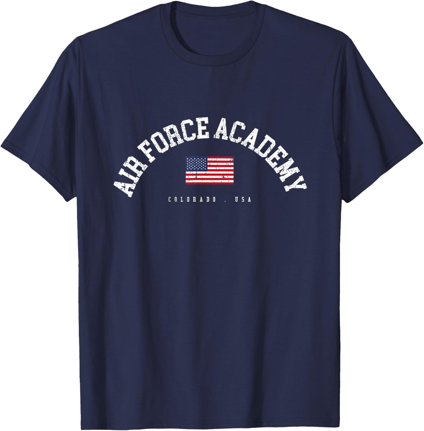 Air Force Academy CO American Flag USA City Name T-Shirt - T-Shirt | Navy