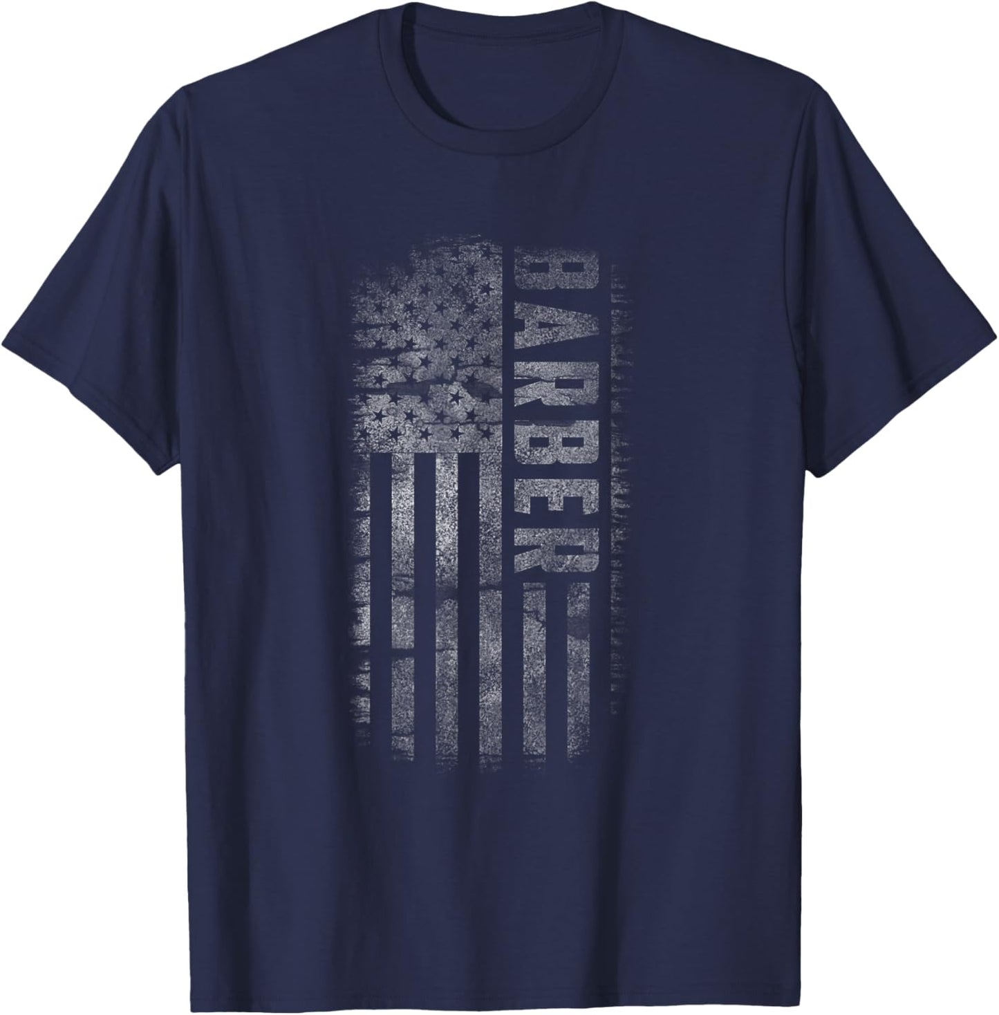 Vintage USA Distressed White Barber American Flag Barber Women Men T-Shirt - T-Shirt | Navy