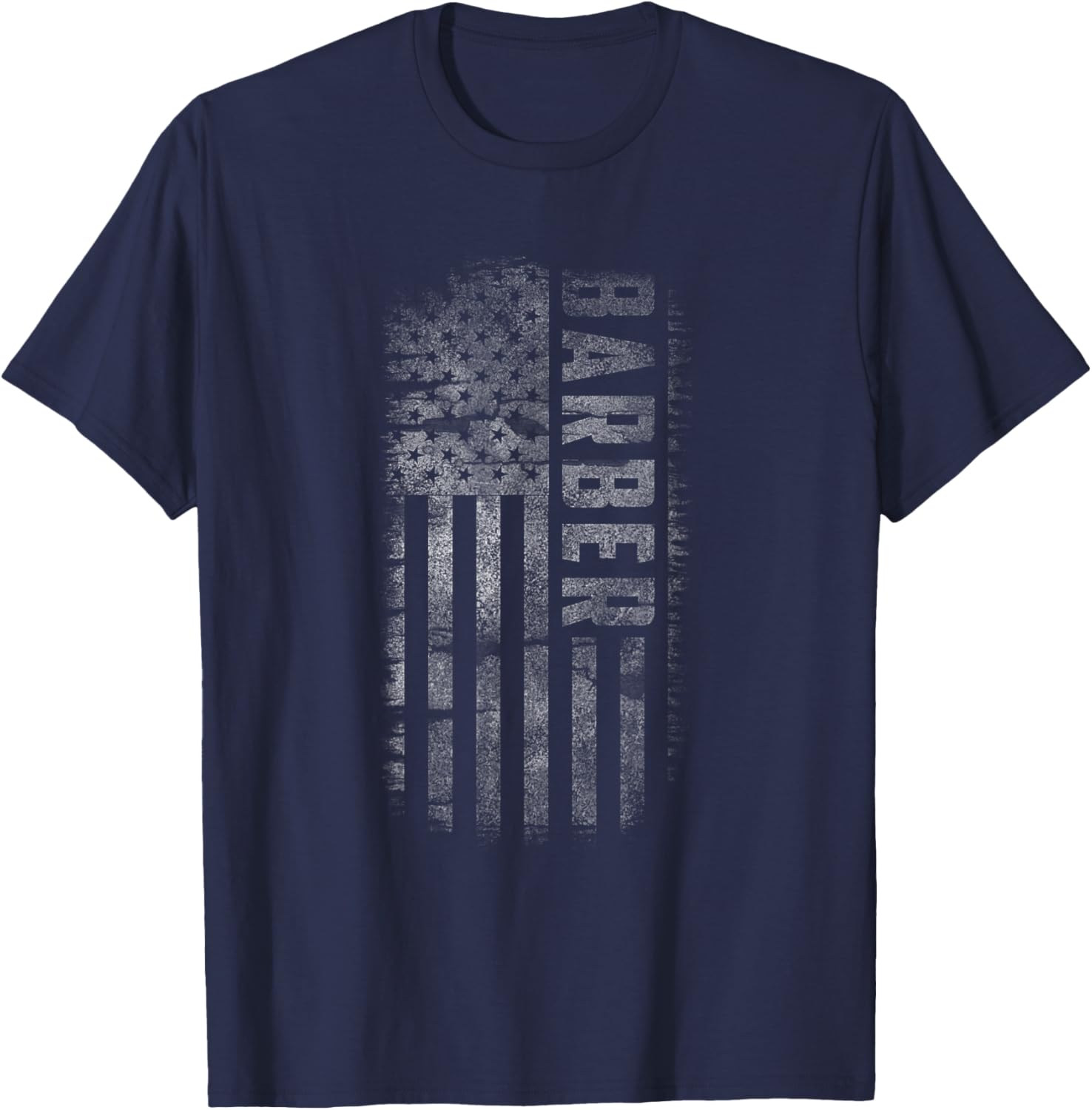 Vintage USA Distressed White Barber American Flag Barber Women Men T-Shirt - T-Shirt | Navy
