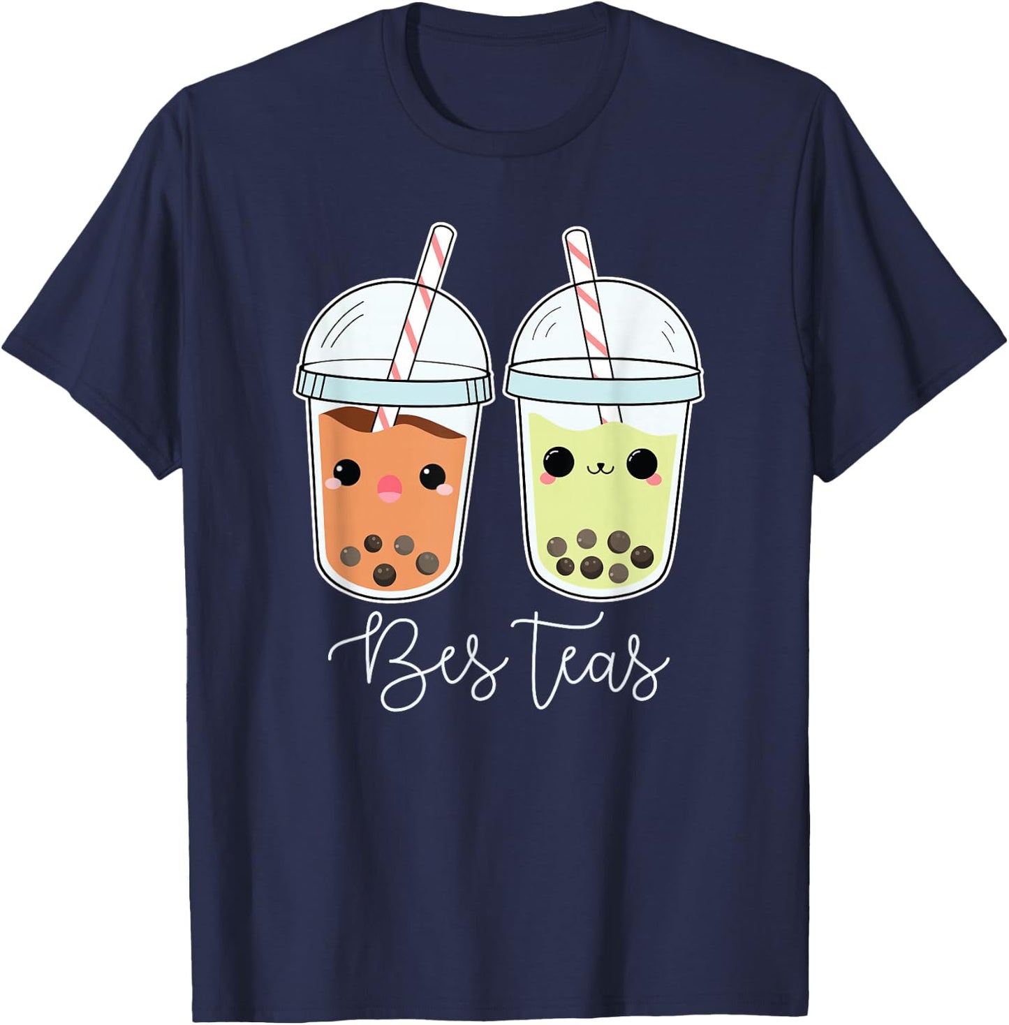 Bes Teas Best Friends Besties Boba Tea Bubble Tea Gift T-Shirt - T-Shirt | Navy