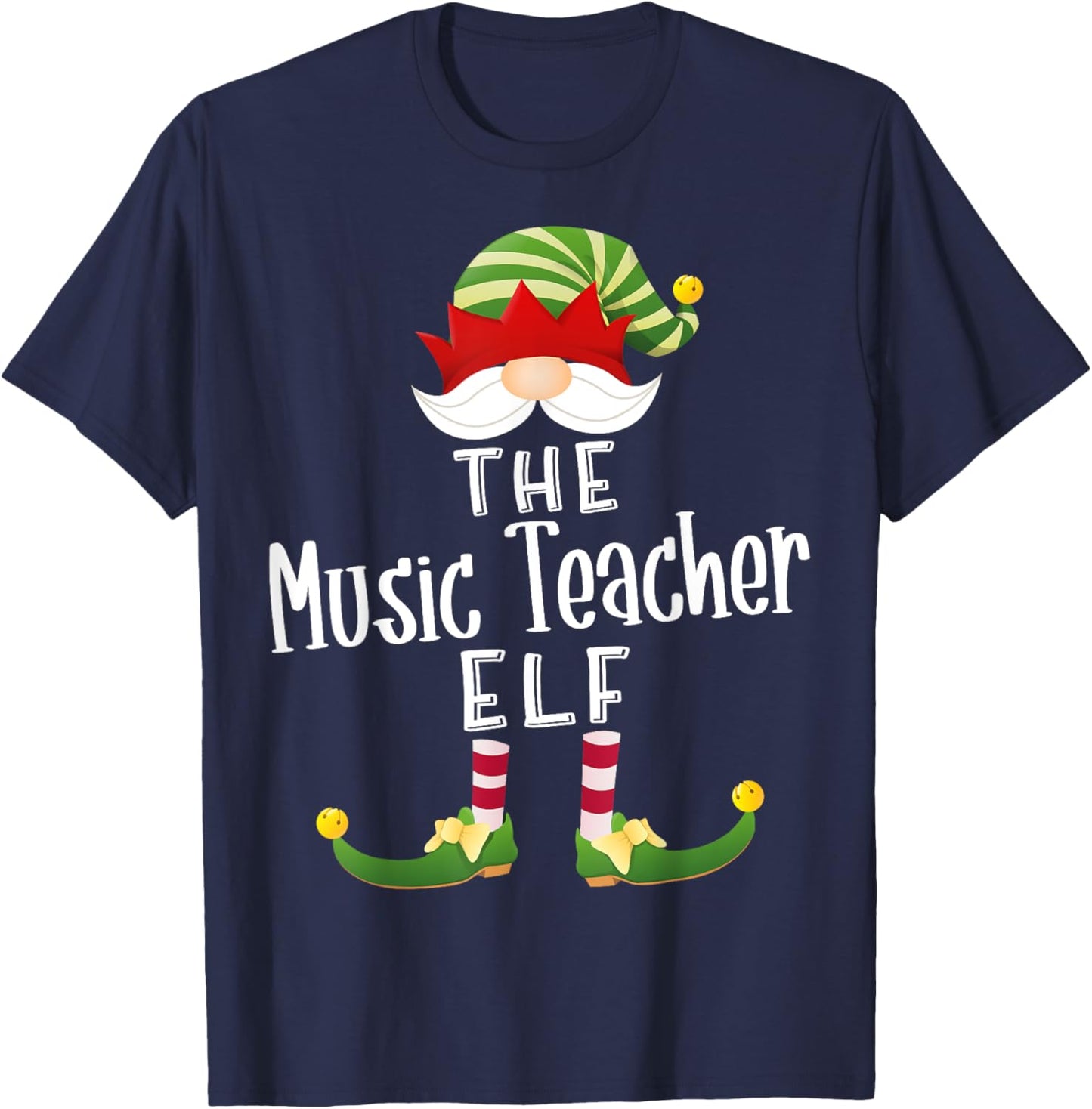 Music Teacher Elf Group Christmas Funny Pajama Party T-Shirt - T-Shirt | Navy
