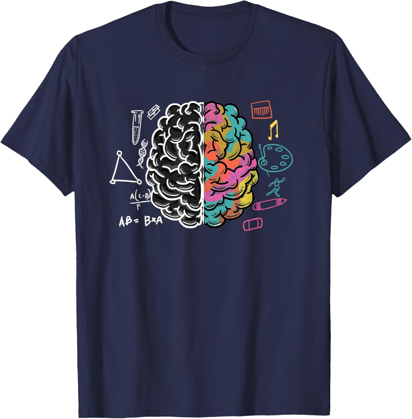Color Splitted Brain Science Art Physician Neurologist Gift T-Shirt - T-Shirt | Navy