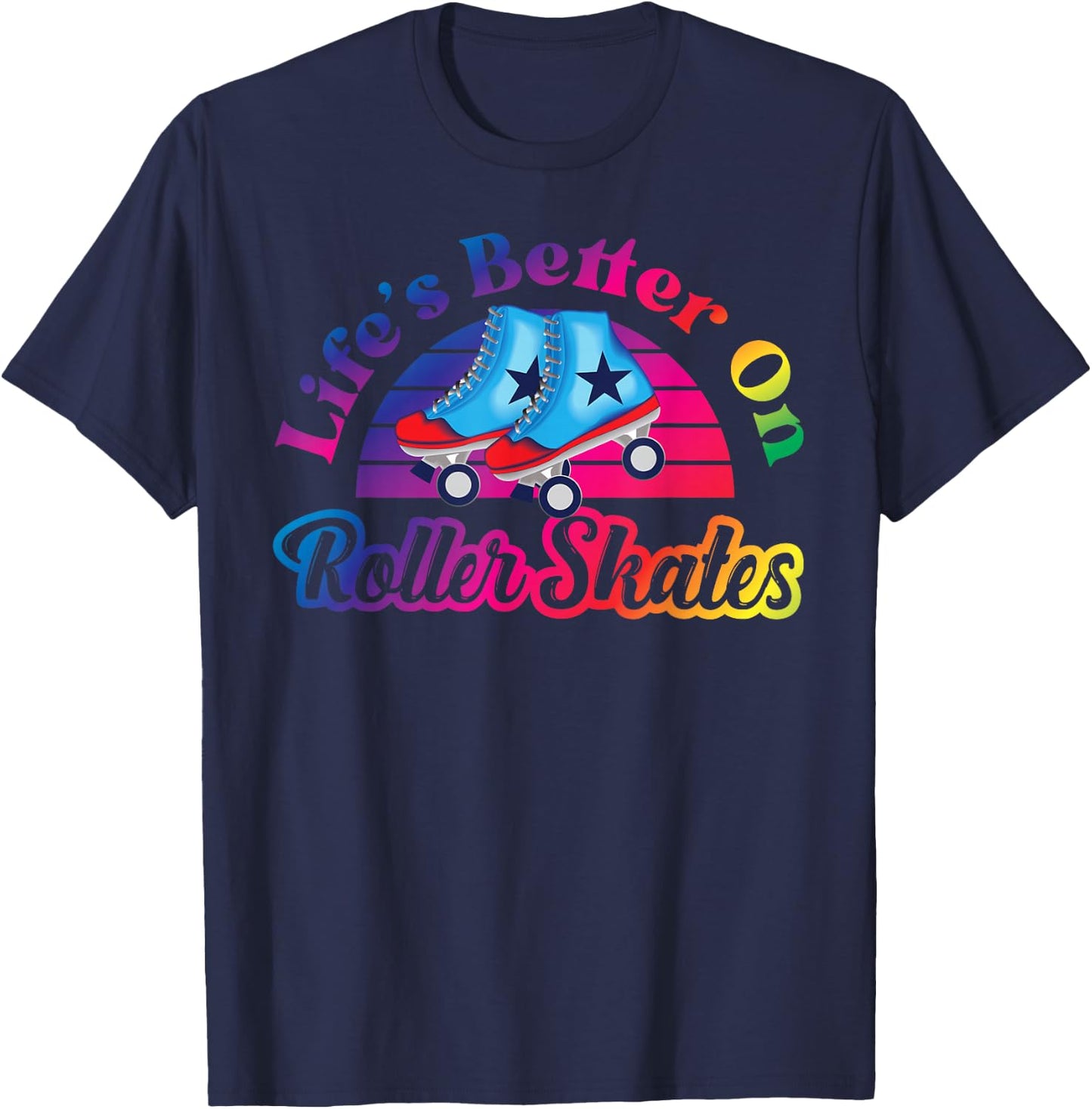 Cool Roller Skating Skate Girl 1970S Retro T-Shirt - T-Shirt | Navy