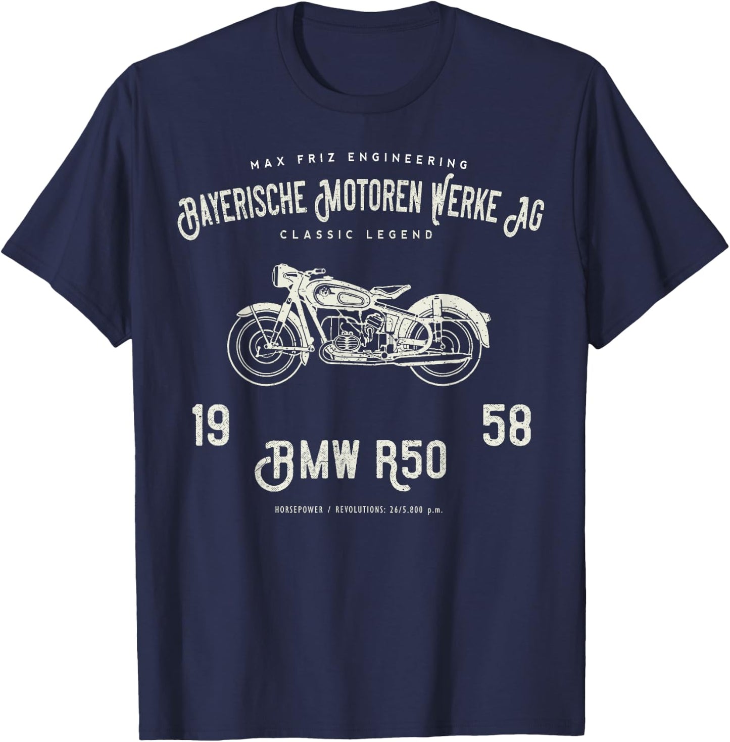 Bayerische Motoren T Shirt, Original Vintage Design T-Shirt - T-Shirt | Navy