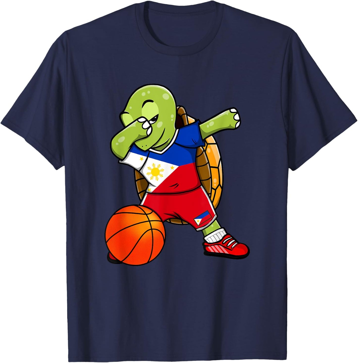 Dabbing Turtle Philippines Jersey Philippine Basketball Fans T-Shirt - T-Shirt | Navy