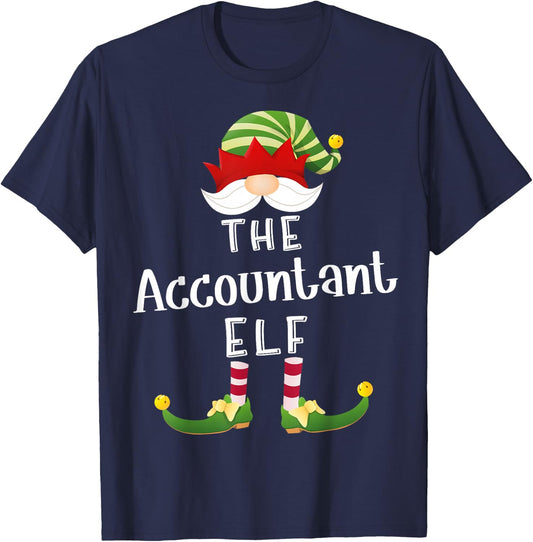 Accountant Elf Group Christmas Funny Pajama Party T-Shirt - T-Shirt | Navy