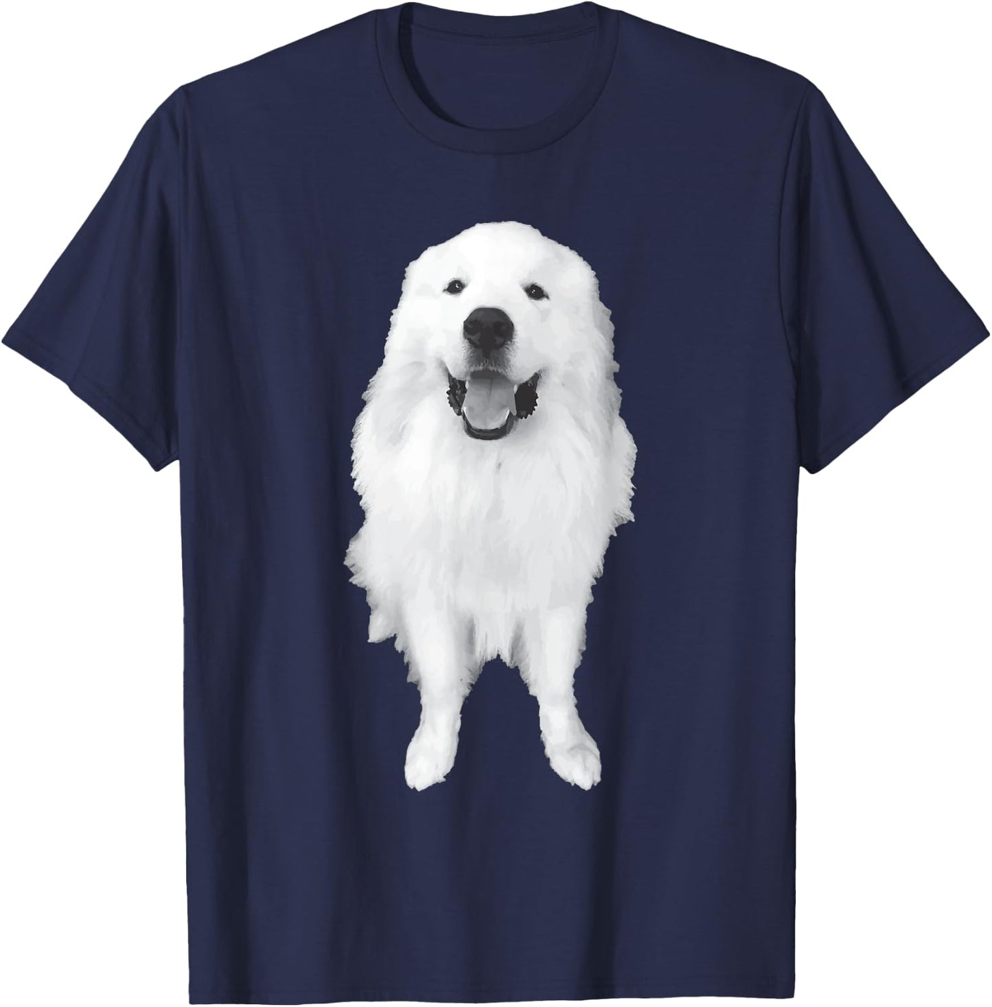 Great Pyrenees Dog Smiling Women Girls Kids T-Shirt - T-Shirt | Navy