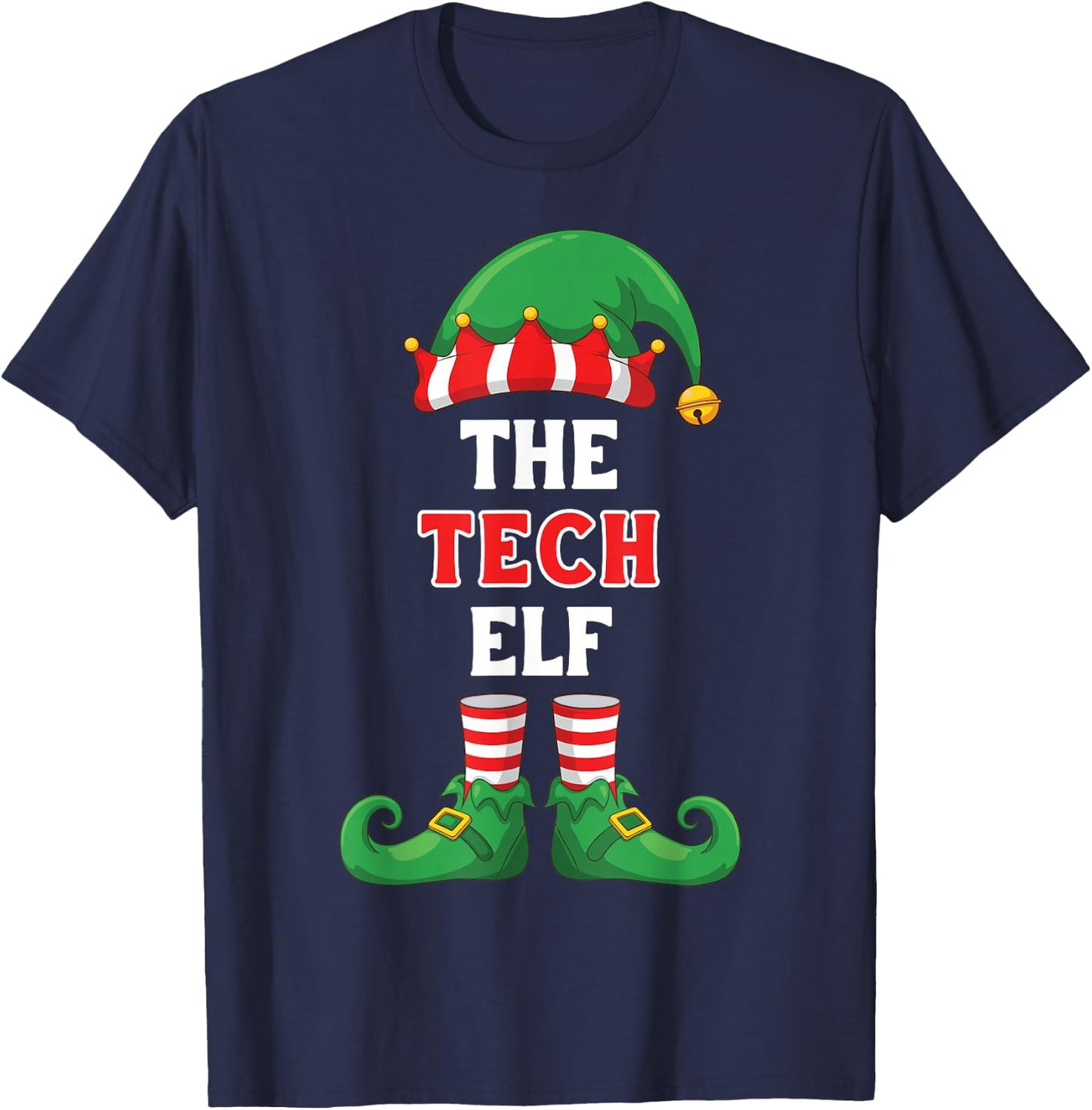 The Tech Elf Shirt Christmas for IT Guy Tech Support Geek T-Shirt - T-Shirt | Navy