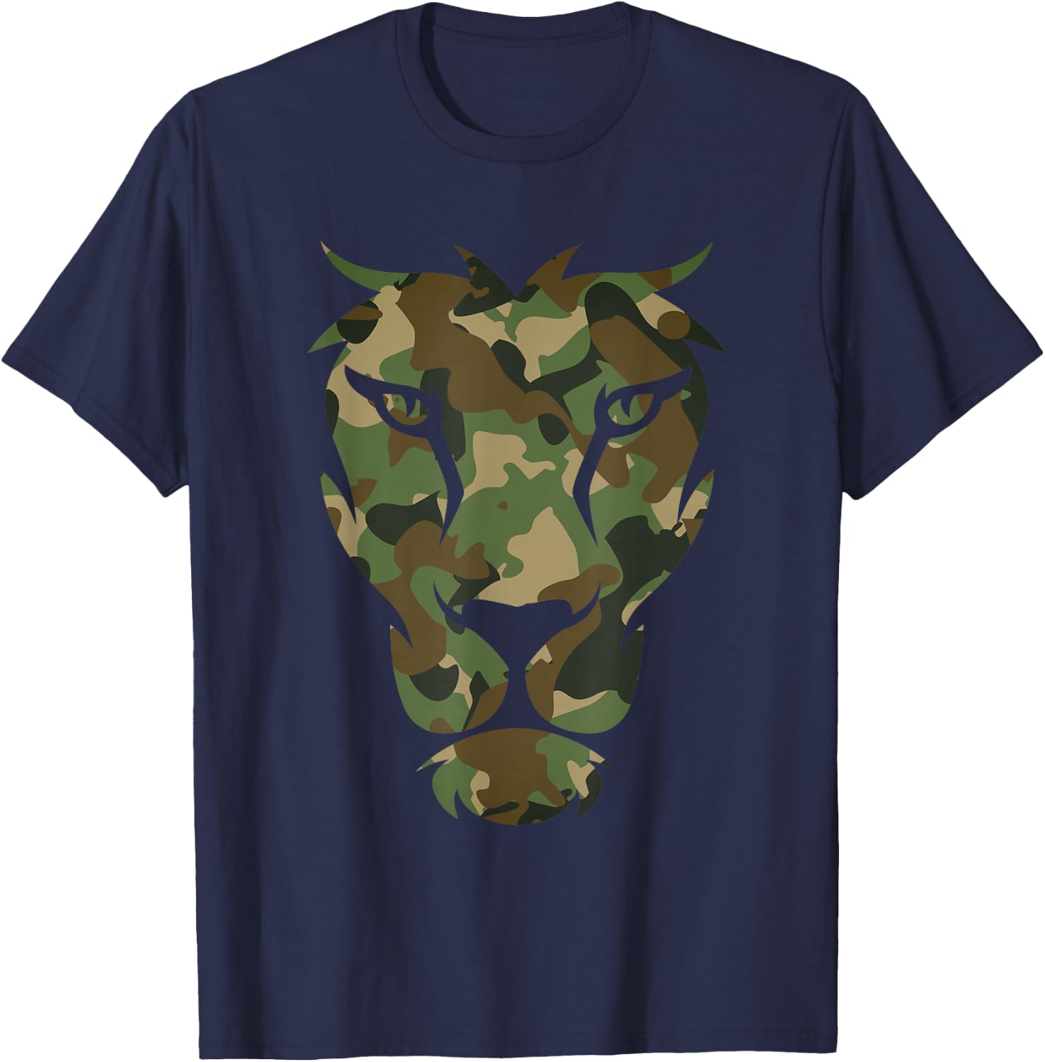 Camouflage Lion - Hunter Camouflage Hunting T-Shirt - T-Shirt | Navy