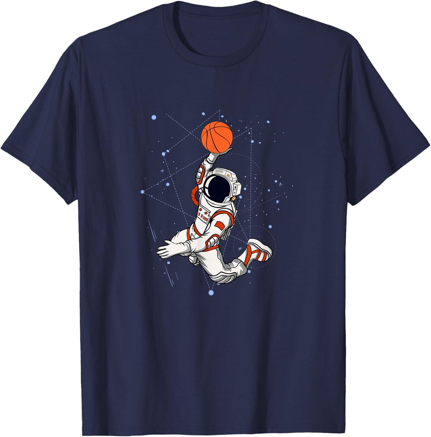 Astronaut Basketball Planets Science Space Universe Galaxy T-Shirt - T-Shirt | Navy