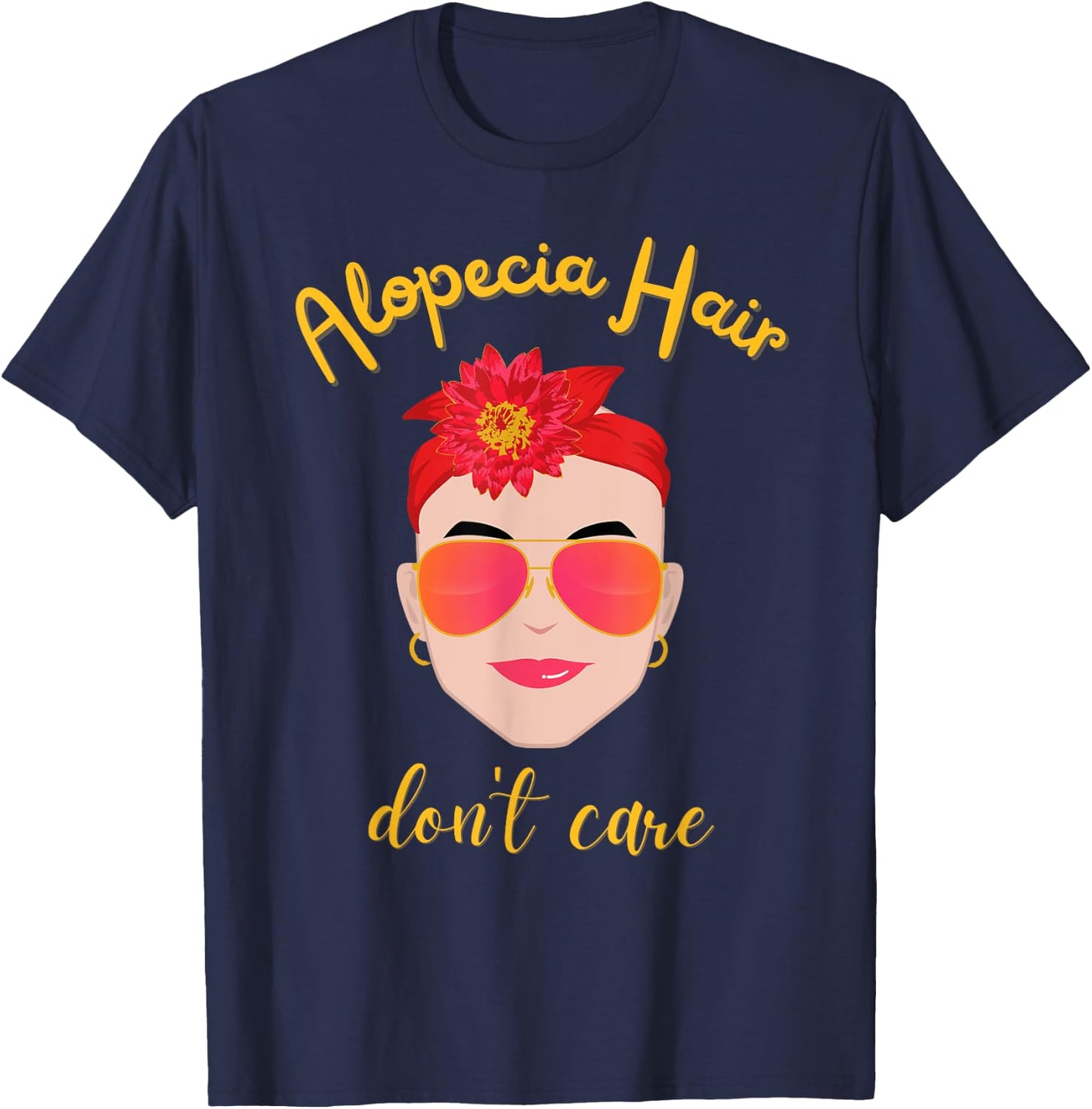 Alopecia shirts , ALOPECIA HAIR, DON'T CARE T-Shirt - T-Shirt | Navy