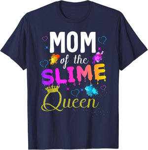 mom of the slime queen crown Birthday Matching Party outfit T-Shirt - T-Shirt | Navy