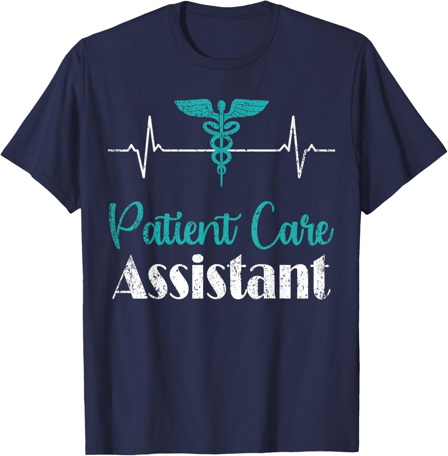PCA Patient Care Assistant Heartbeat Nurse Week Medical T-Shirt - T-Shirt | Navy