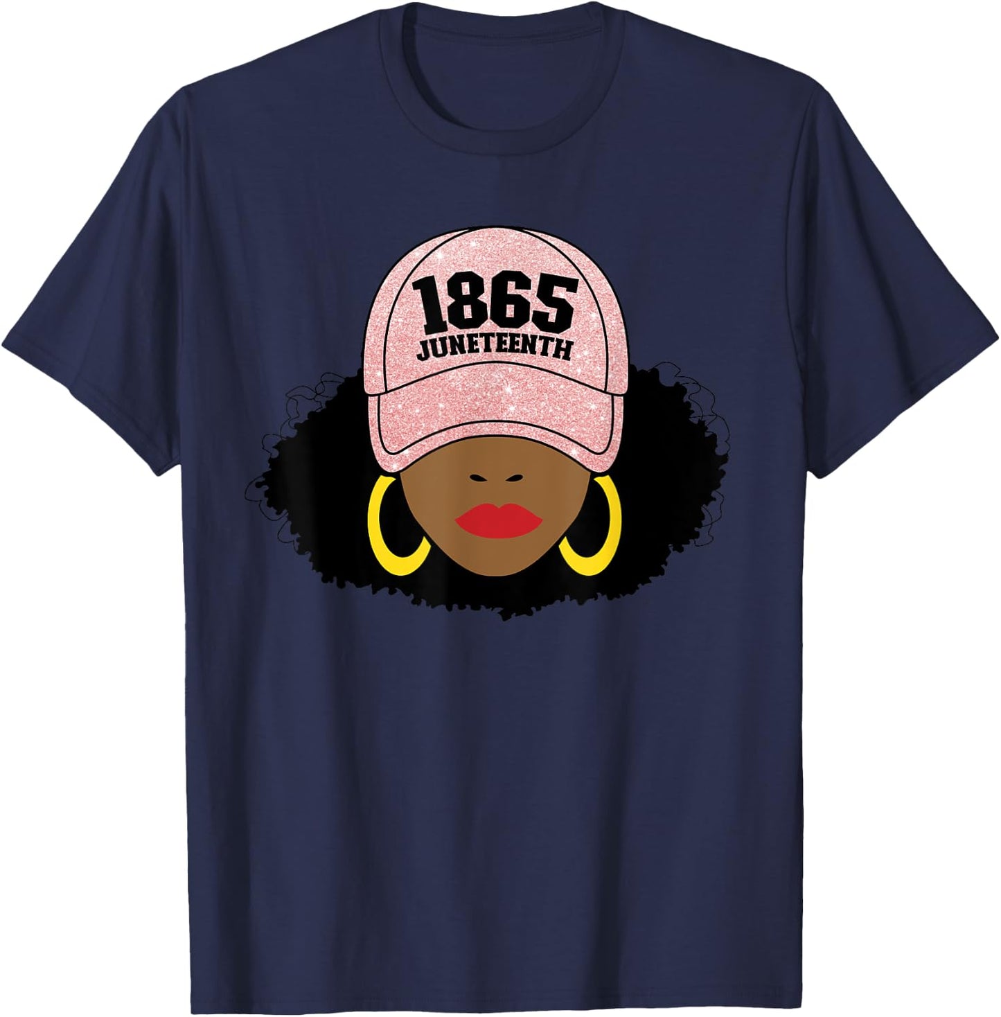 Juneteenth 1865 Black Freedom Afro Pink Women's Juneteenth T-Shirt - T-Shirt | Navy
