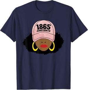Juneteenth 1865 Black Freedom Afro Pink Women's Juneteenth T-Shirt - T-Shirt | Navy