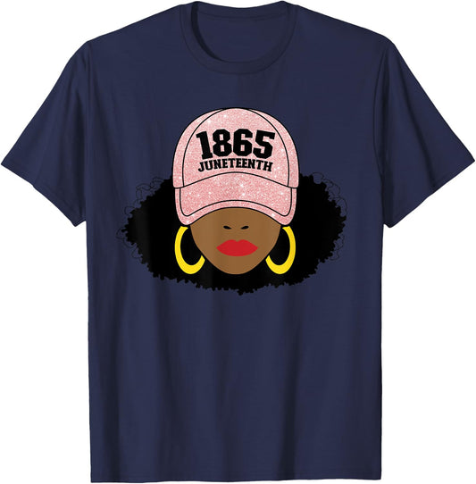 Juneteenth 1865 Black Freedom Afro Pink Women's Juneteenth T-Shirt - T-Shirt | Navy