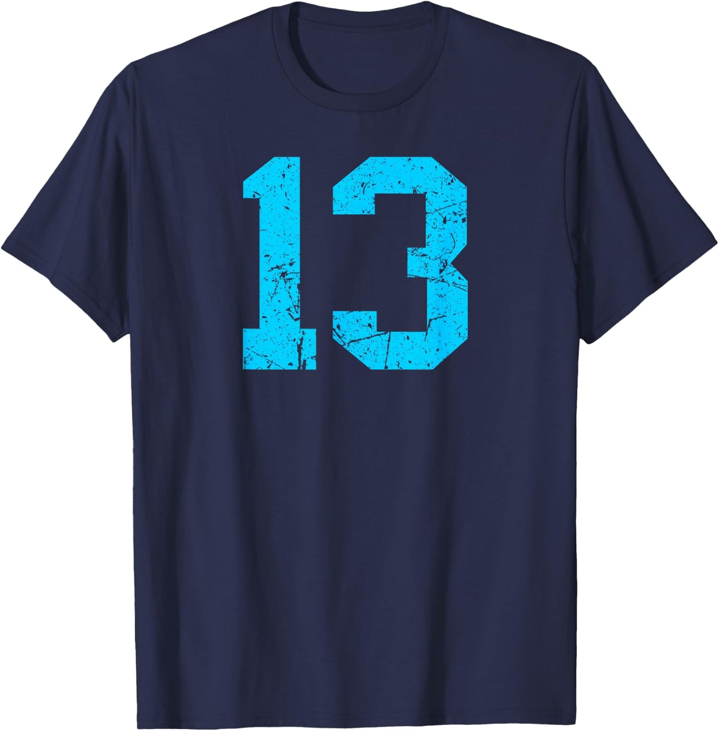Number #13 Sport Blue Vintage Number T-Shirt - T-Shirt | Navy