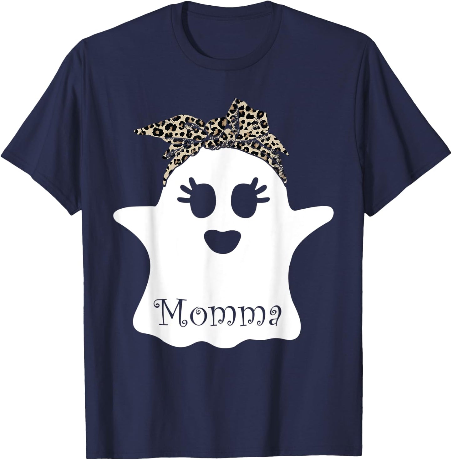 mb Spooky Momma Ghost Bandana Boo Halloween Family Matching T-Shirt - T-Shirt | Navy