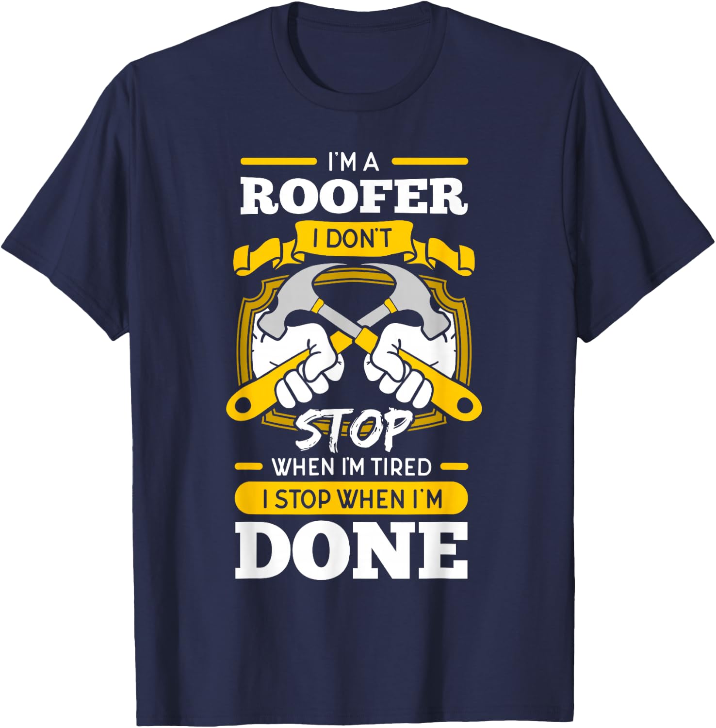 Roofer Roof Mechanic Construction Contractor Tradesperson T-Shirt - T-Shirt | Navy