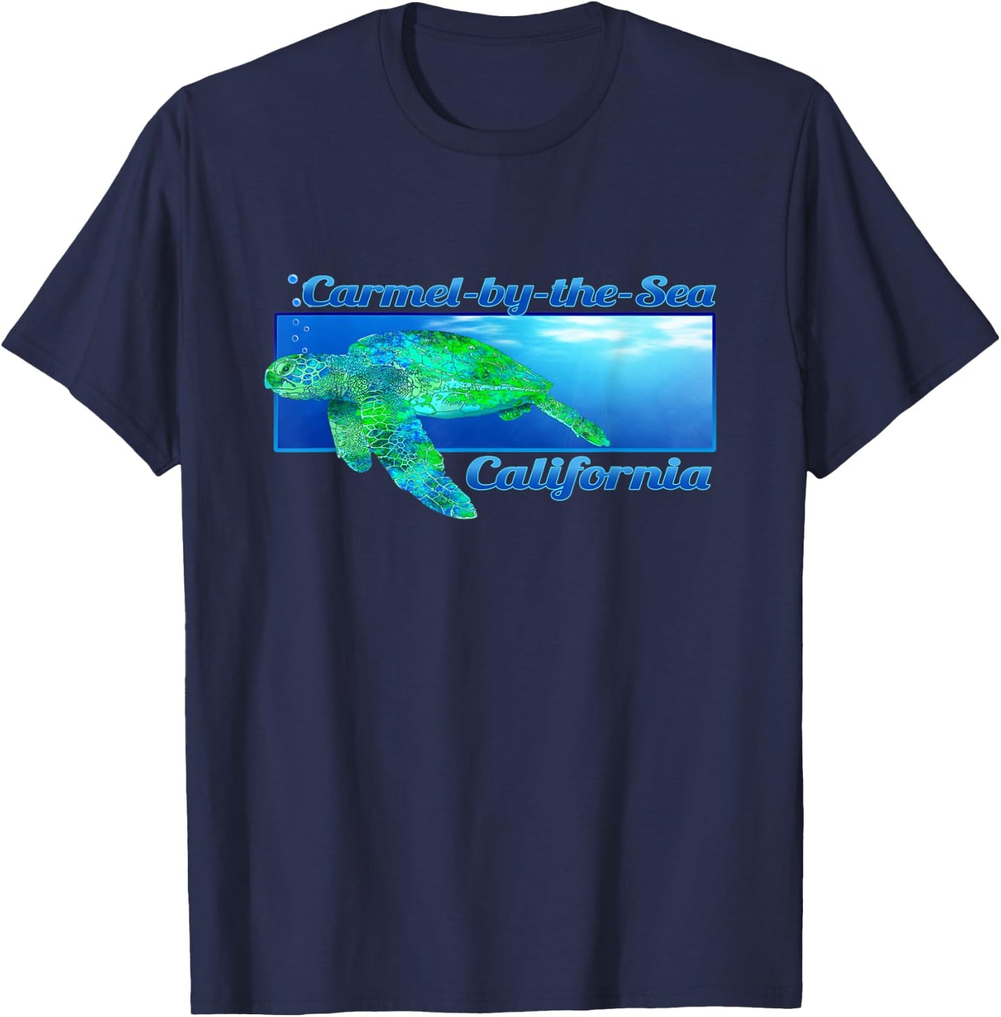 Carmel-by-the-Sea California Swimming Sea Turtle T-Shirt - T-Shirt | Navy