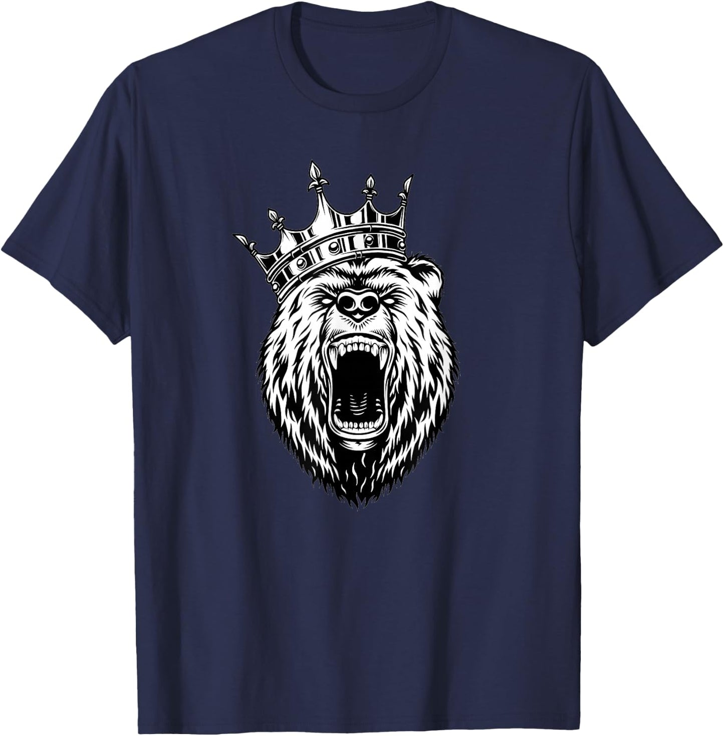 Bear Head - Angry Bear - Bear with a Crown - King of Bears T-Shirt - T-Shirt | Navy