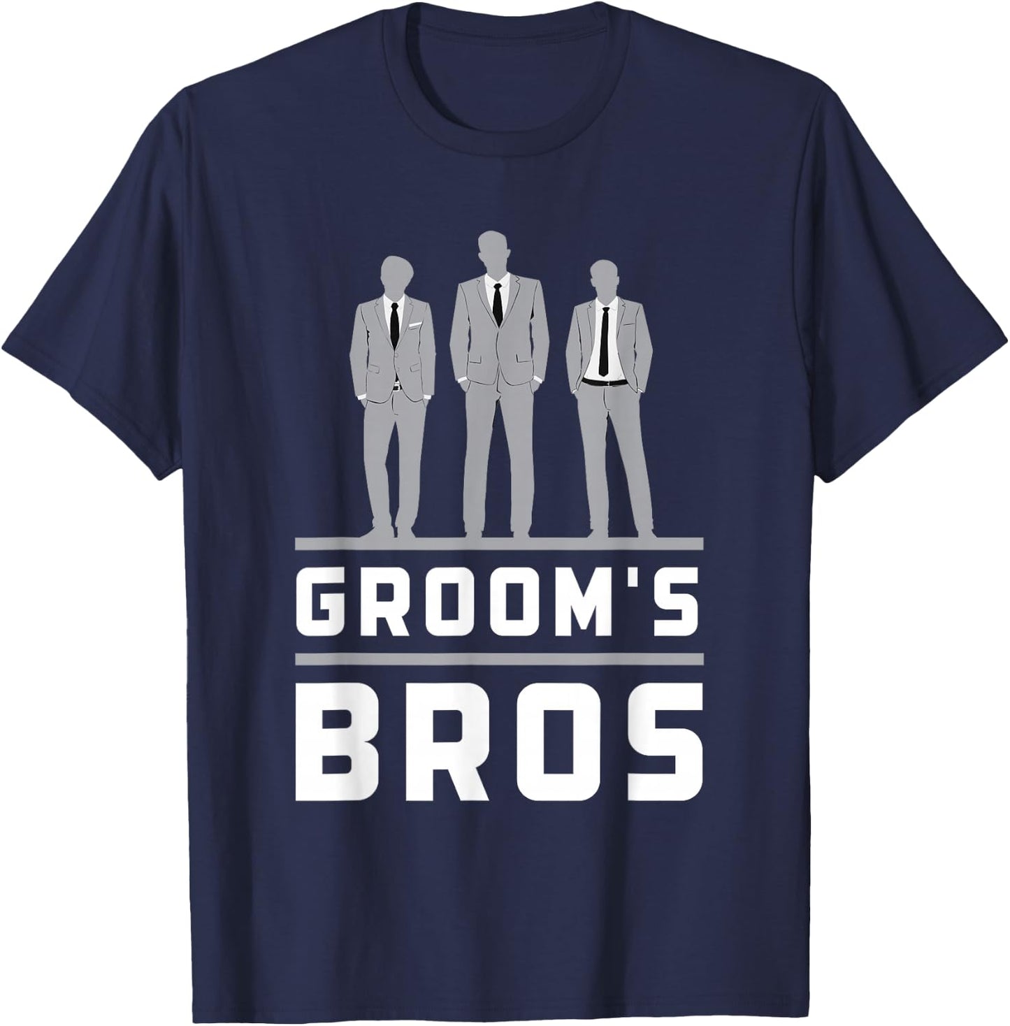 Groom's Bros Groomsmen Funny Wedding Groom Men T-Shirt - T-Shirt | Navy