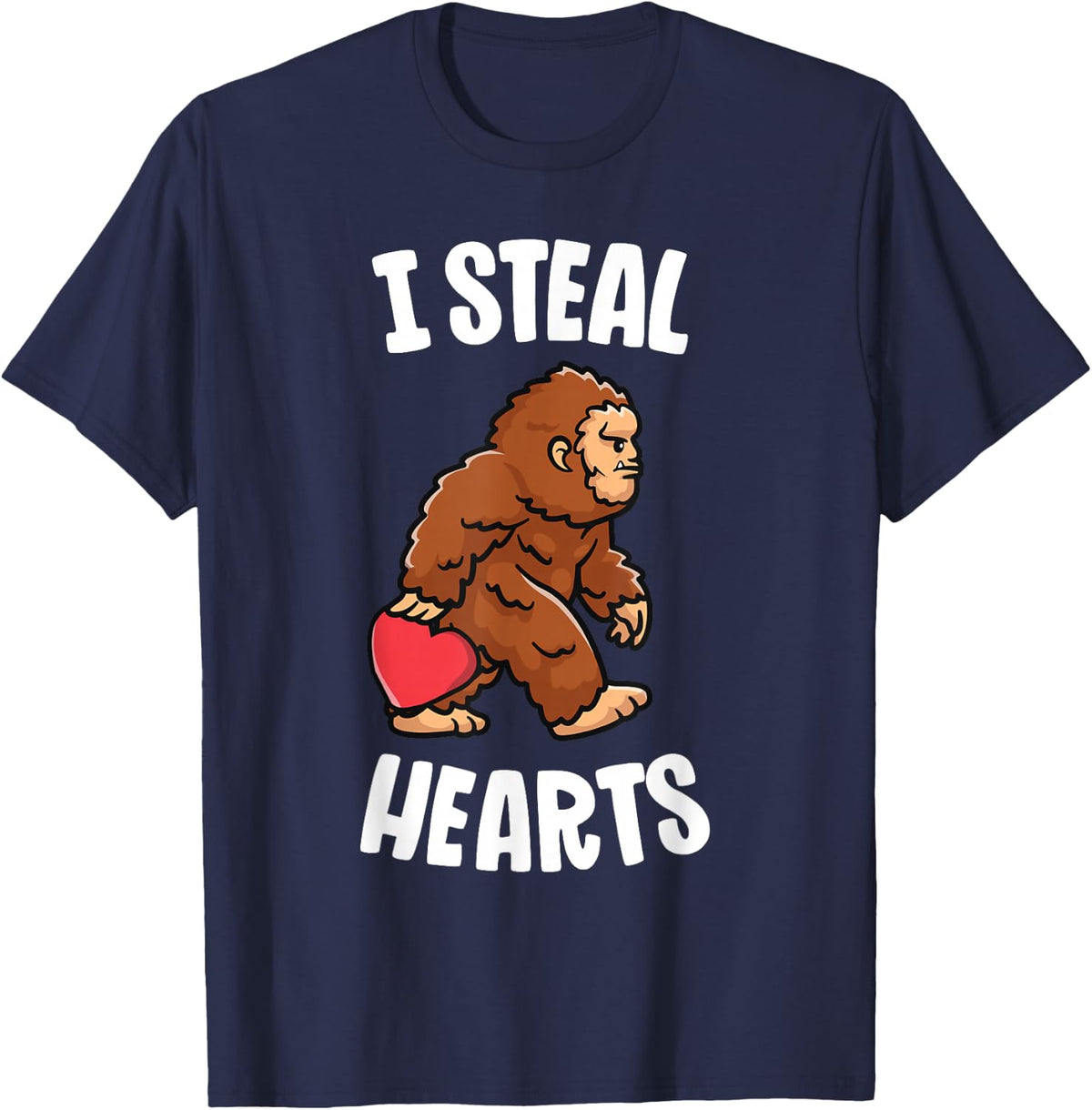 Bigfoot Valentines Day I Steal Hearts Funny Sasquatch Boys T-Shirt - T-Shirt | Navy