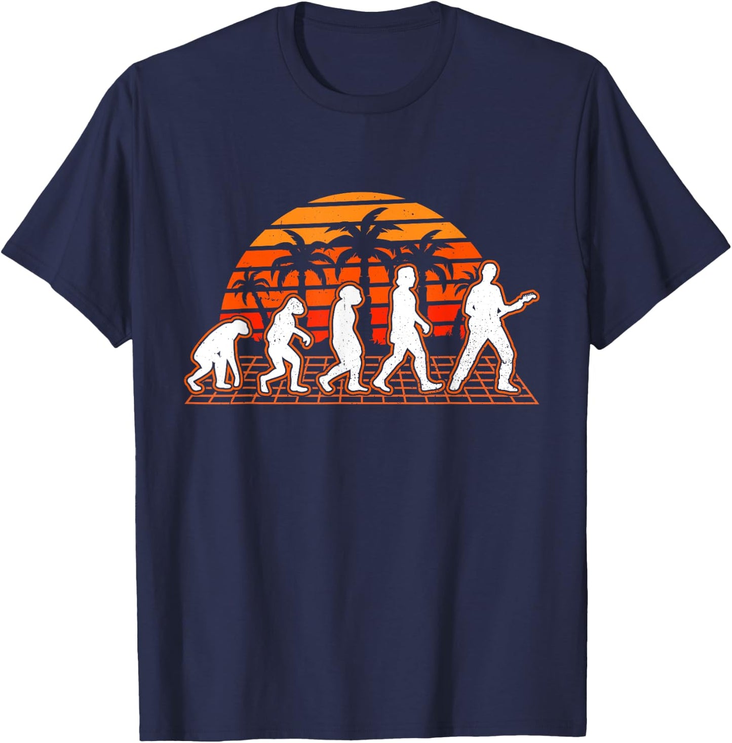 Bass Guitar Evolution Retro Bass Guitar Bass T-Shirt - T-Shirt | Navy
