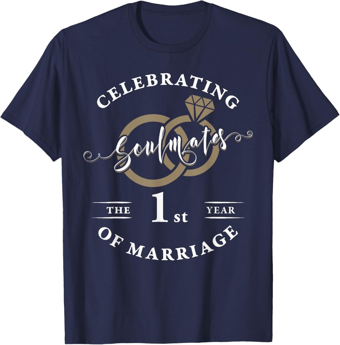 1 Year Wedding Anniversary Couple Husband Wife Matching T-Shirt - T-Shirt | Navy