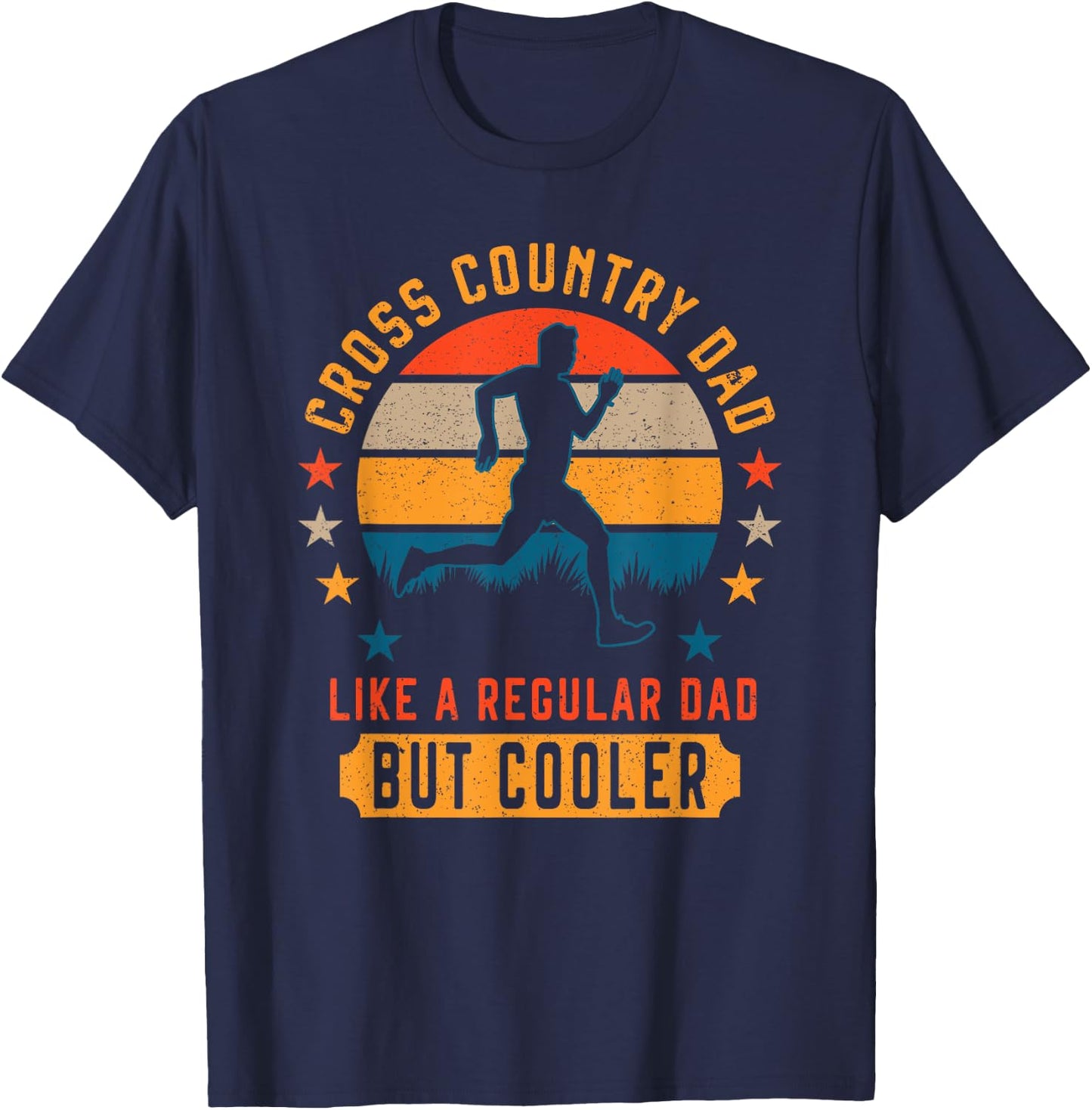 Cross Country Running Dad XC Running and Trail Running T-Shirt - T-Shirt | Navy