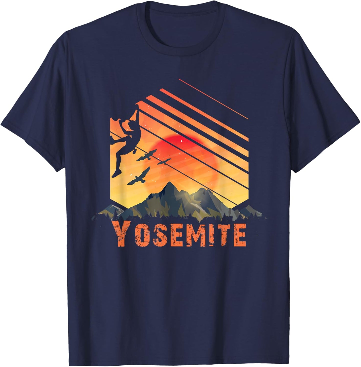 Yosemite N.P. Rock Climbing, Bouldering and Hiking T-Shirt - T-Shirt | Navy