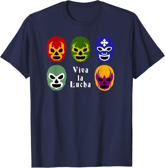 Lucha Libre Mask | Viva La Lucha Wrestling Fan Gifts T-Shirt - T-Shirt | Navy