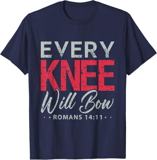 Every Knee Will Bow Shirt Bible Verse Shirts Men T-Shirt - T-Shirt | Navy