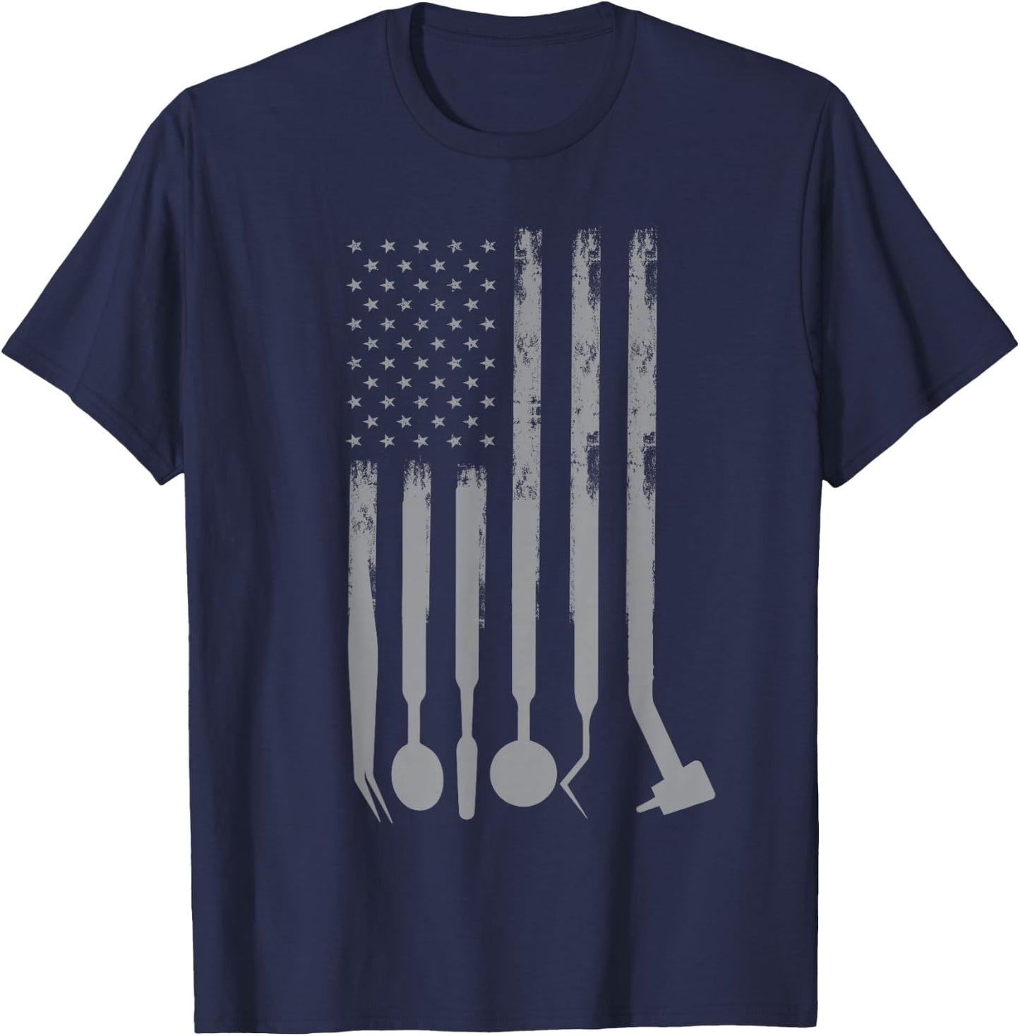 American Dentist Design USA Flag Dental Treatment T-Shirt - T-Shirt | Navy