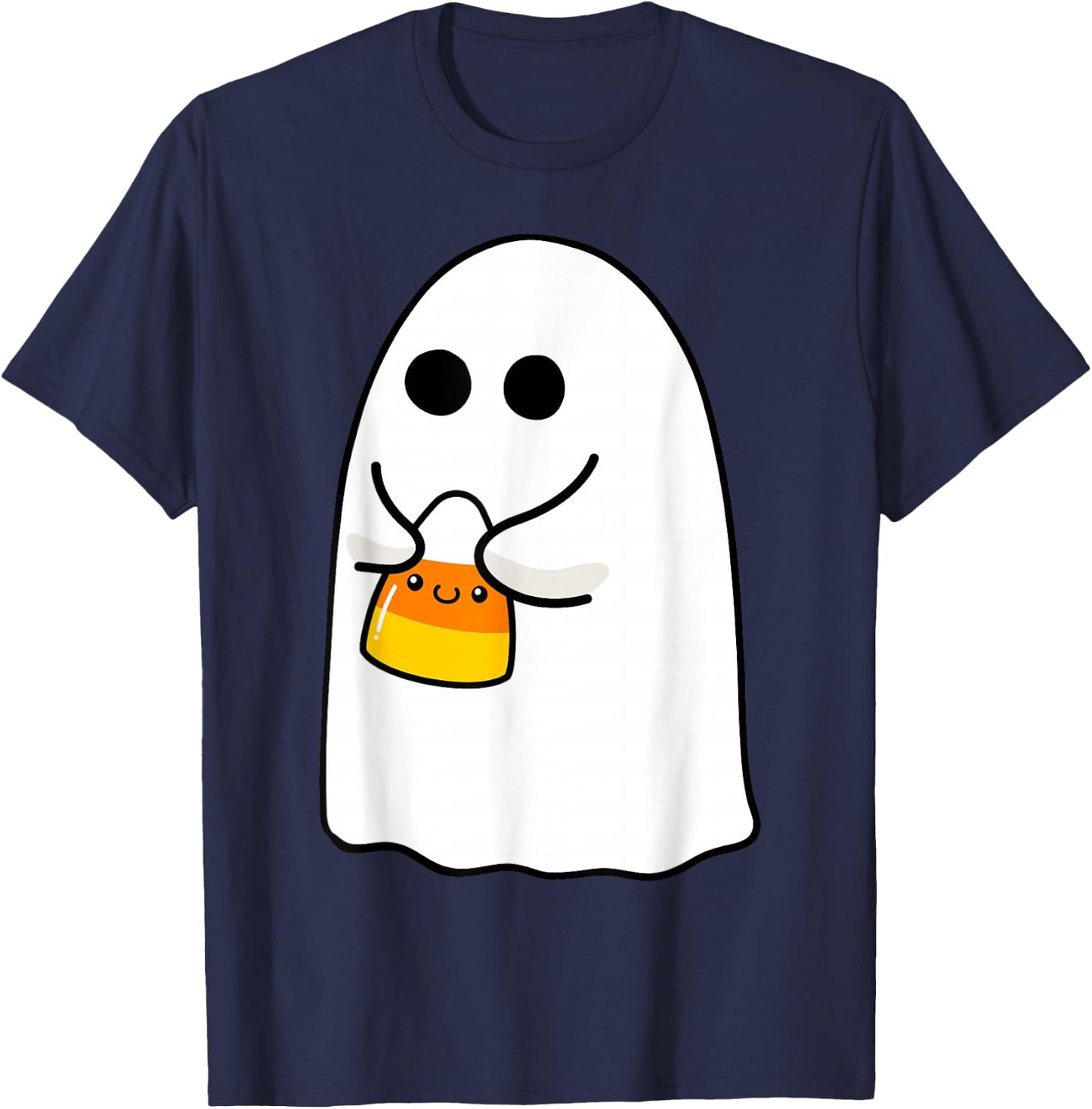 Ghost Holding Candy Corn Funny Halloween Costume Cute Ghost T-Shirt - T-Shirt | Navy