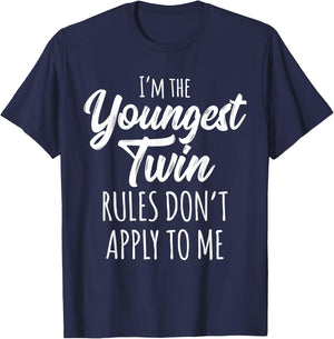 Twins Matching Shirt Birthday Siblings Youngest Twin T-Shirt - T-Shirt | Navy